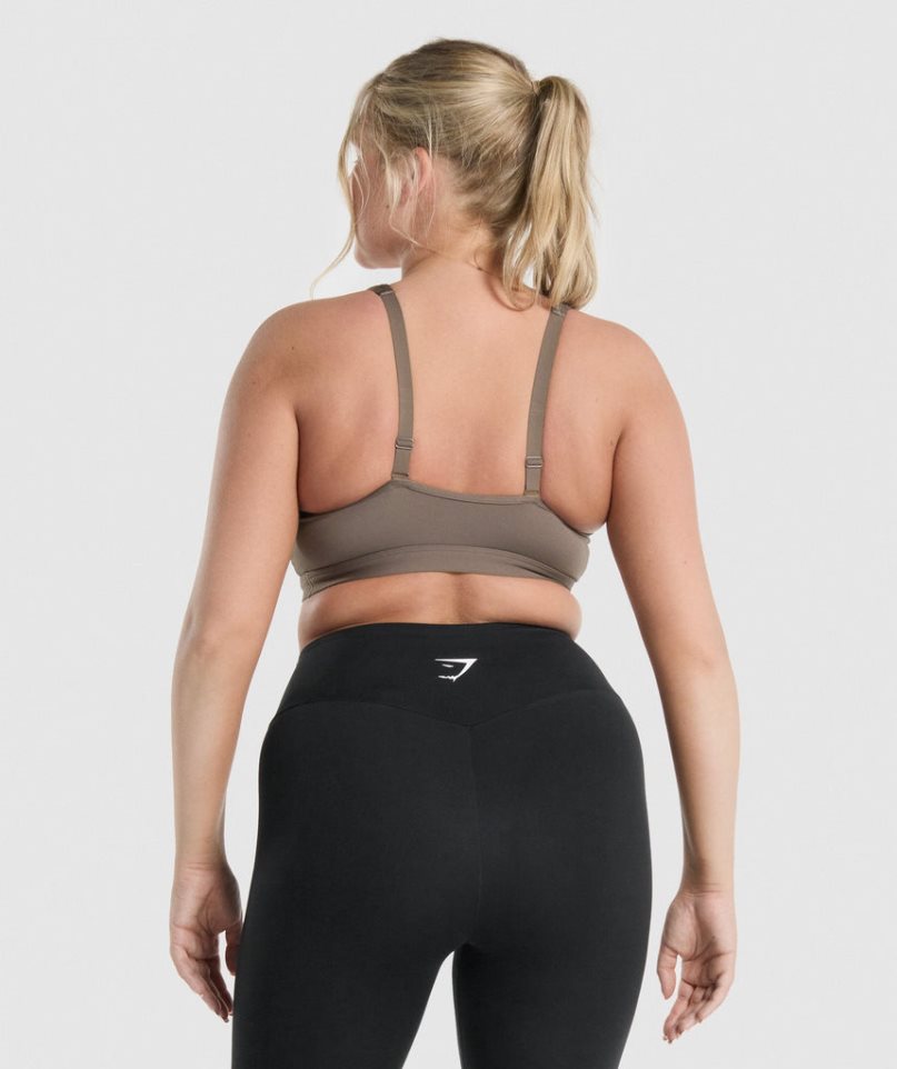 Women's Gymshark Scoop Neck Sports Bra Brown | NZ 0NAMCR